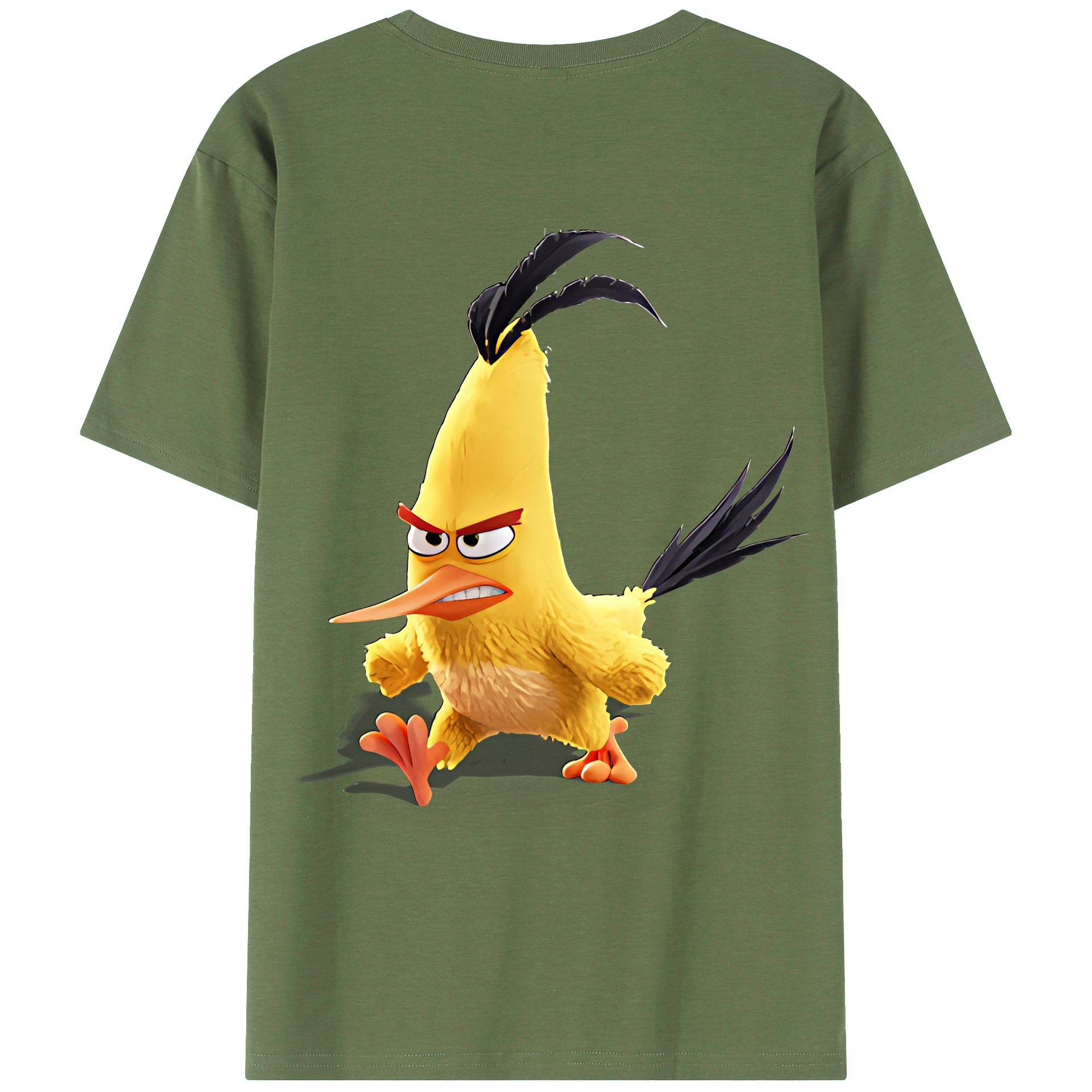 （画像用） Angry Birds アングリーバード 綿100％ メンズ半袖Tシャツ（バックプリント） 通気性